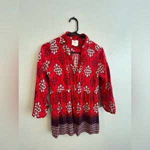 Maeve Red and Purple Patterned Blouse